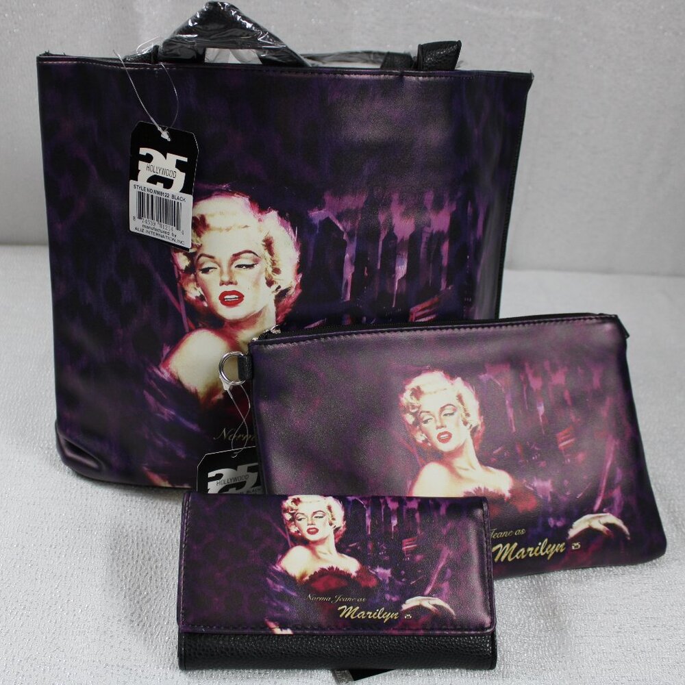 NWT MARILYN MONROE TOTE BAG, PURSE & WALLET SET